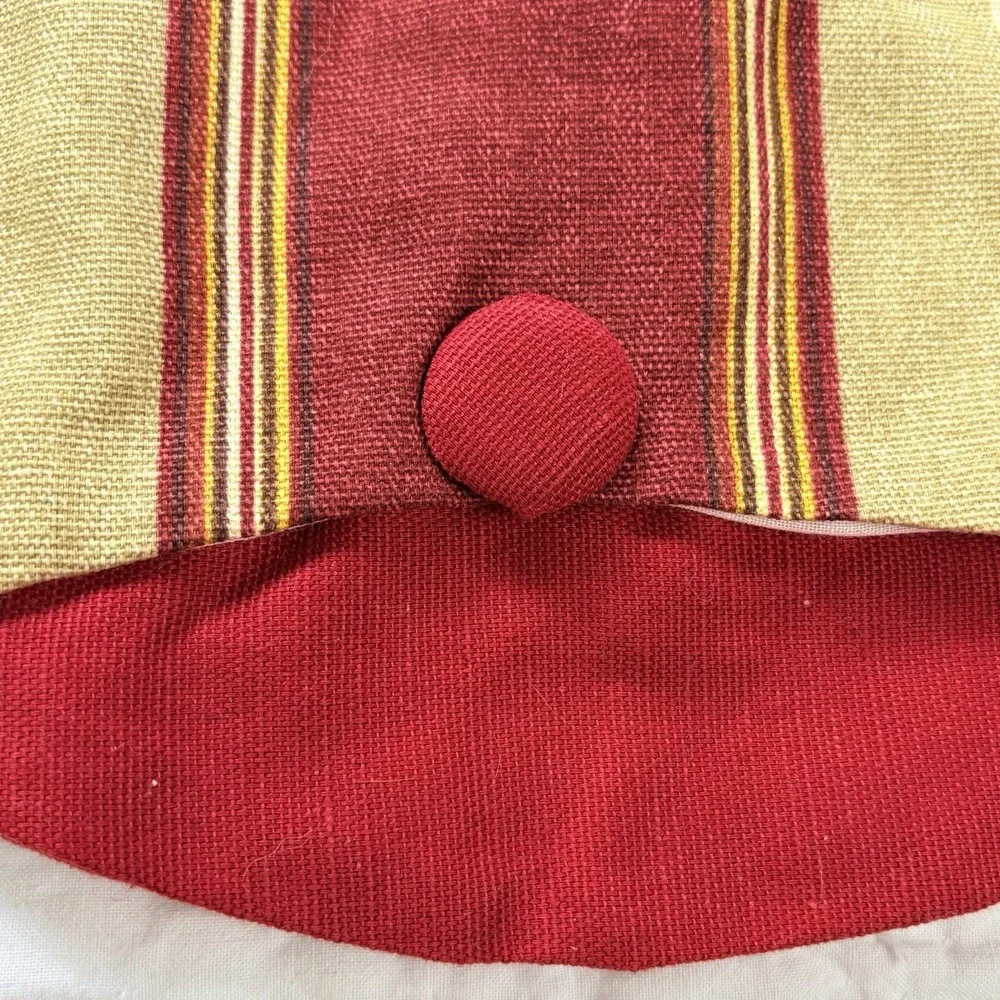 Custom Window Valance Red Gold Stripe 78 x 18 Lined Button Accent